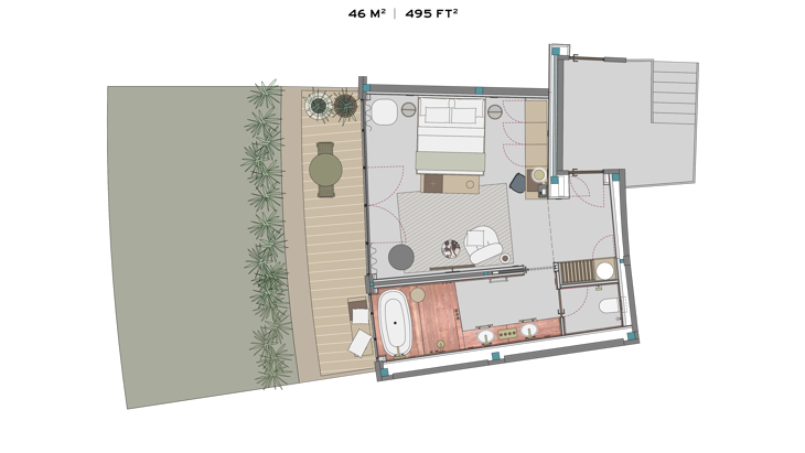 Mamula Island Hotel Kotor Bay Montenegro Garden Room Plan