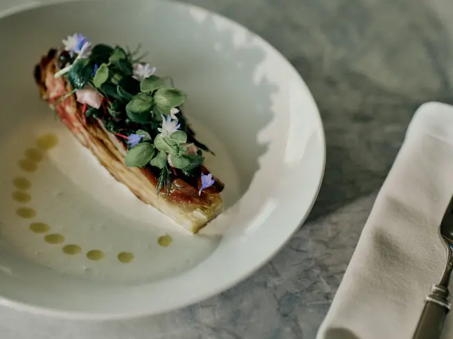 Grilled Raddiccio, Cantabria Anchovy, Aromatic Herbs And Ayran Sauce